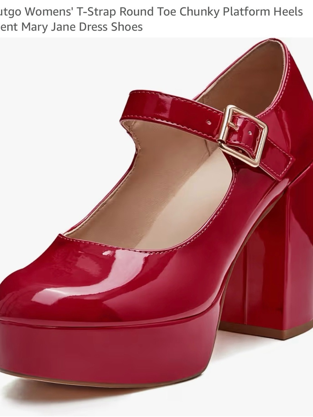 Women’s Red Patent Mary Jane Chunky Platform Heels